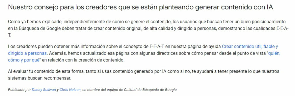 contenido generado con ia google