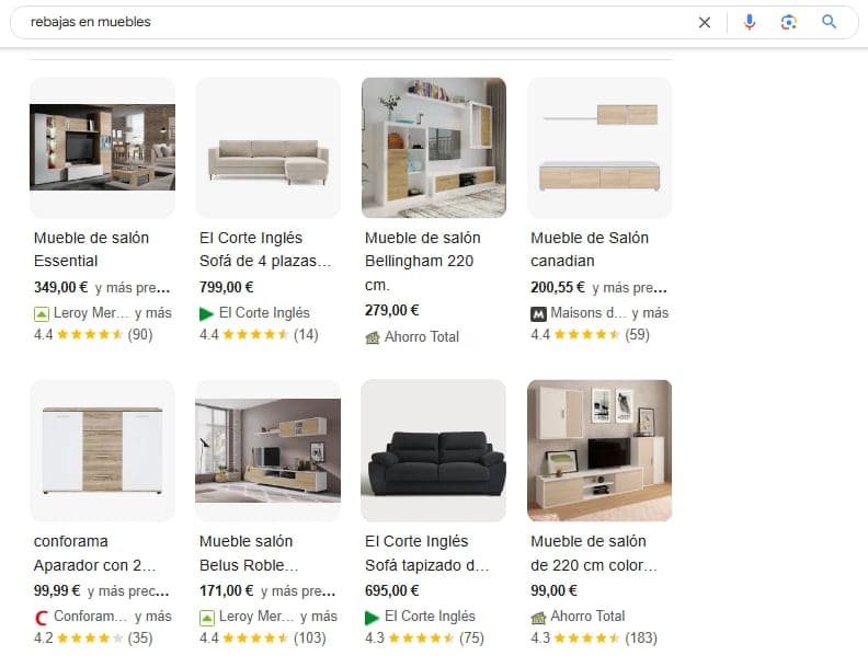 seo para rebajas serps módulo shopping