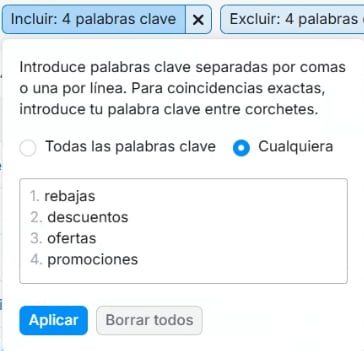 seo para rebajas términos de búsqueda